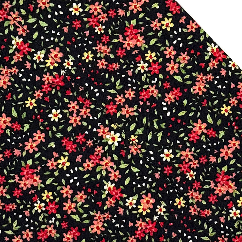 Black Ditsy Floral Print Cotton Collection