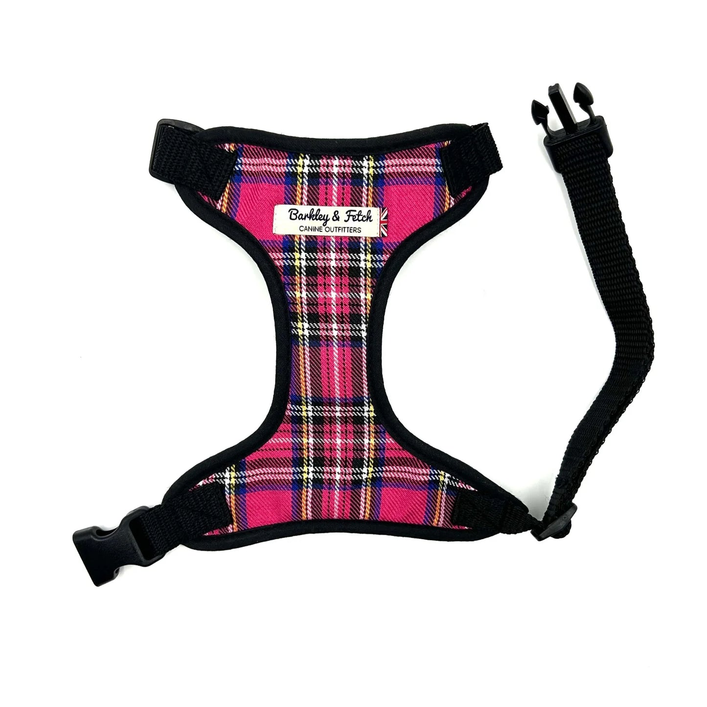 Bright Pink Tartan Soft Dog Harness