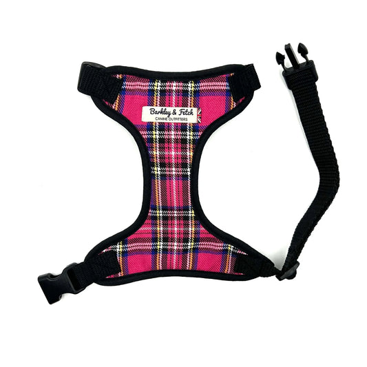 Bright Pink Tartan Soft Dog Harness