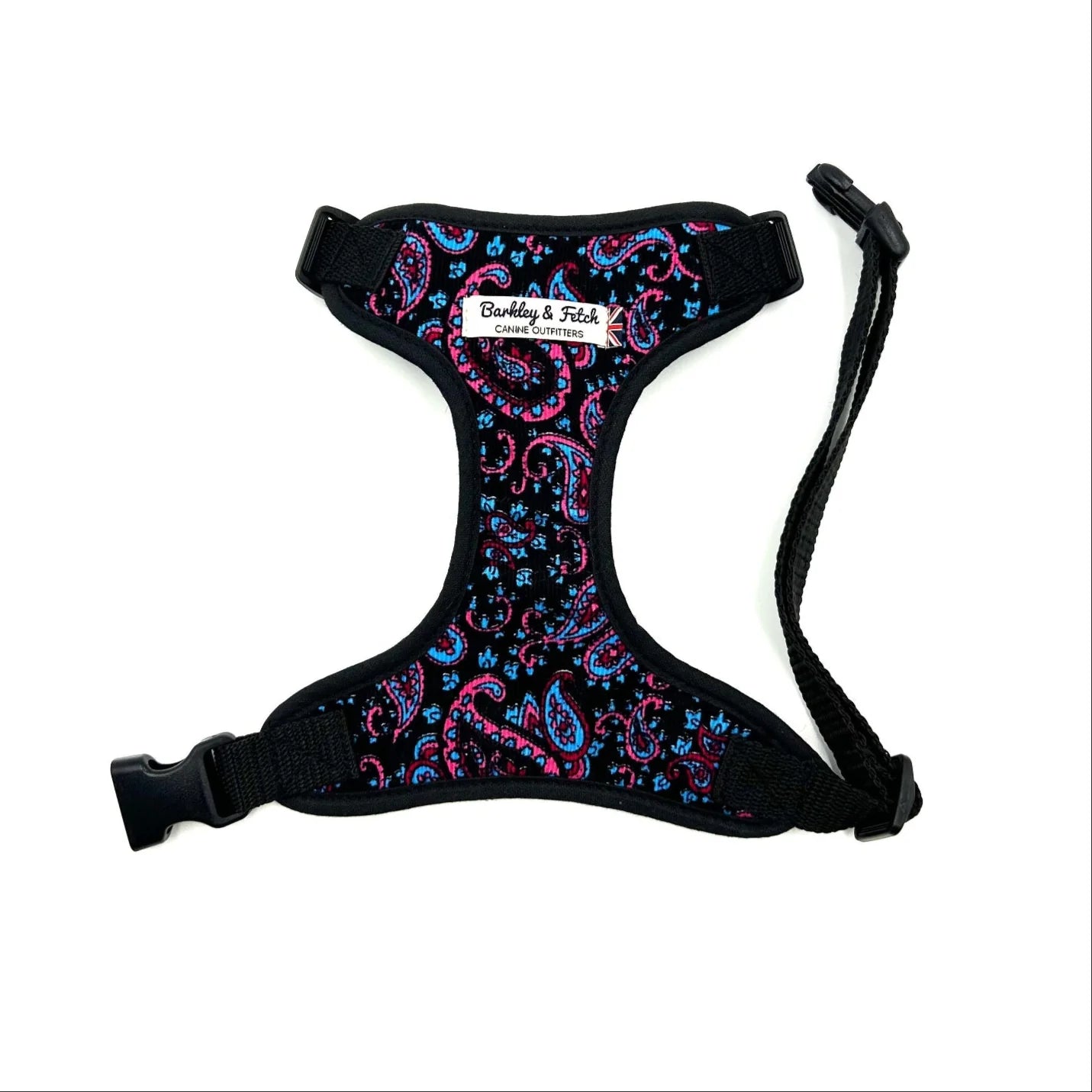 Blue Paisley Print Corduroy Soft Dog Harness