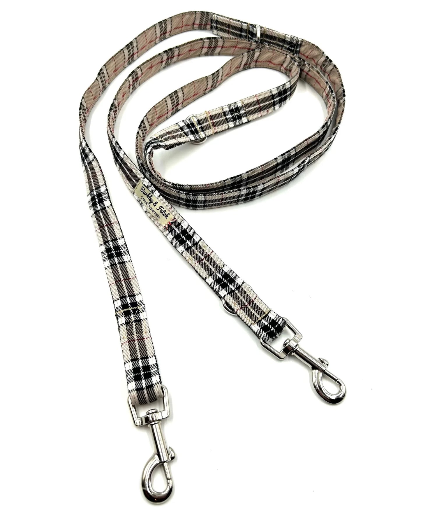 Caramel Tartan Multiway 2M  Double End Dog Lead