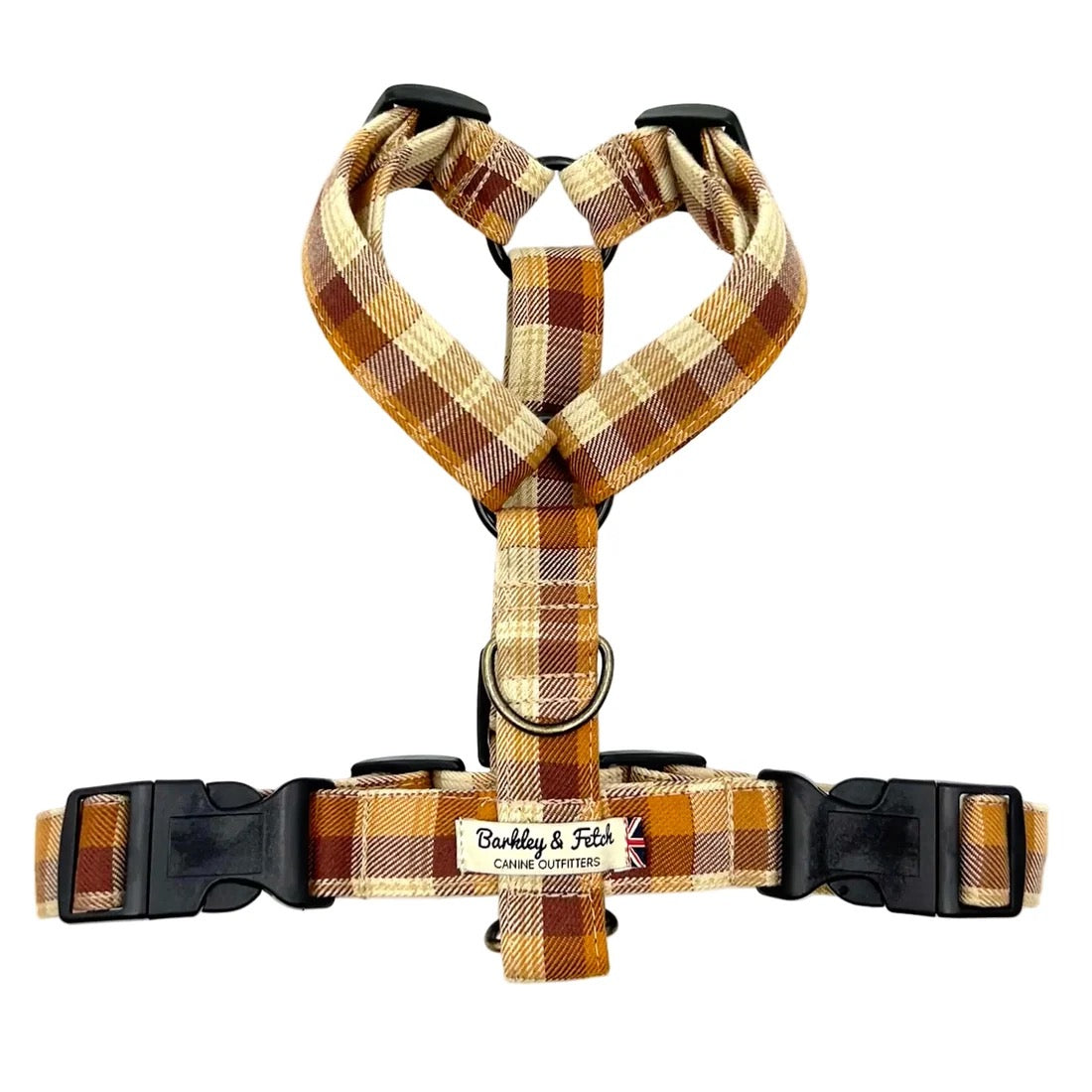 Gingerbread Check Strap Dog Harness