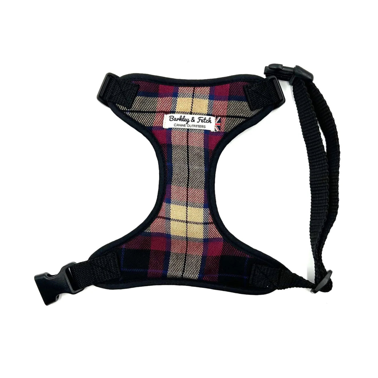 Wine Tartan Soft Dog Harness