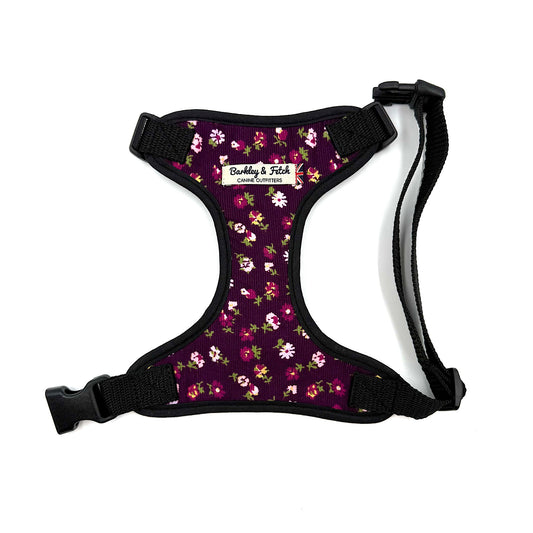 Berry Blossom Corduroy Soft Dog Harness