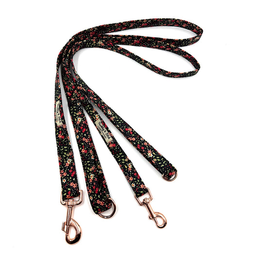 Black Ditsy Print Dog Lead