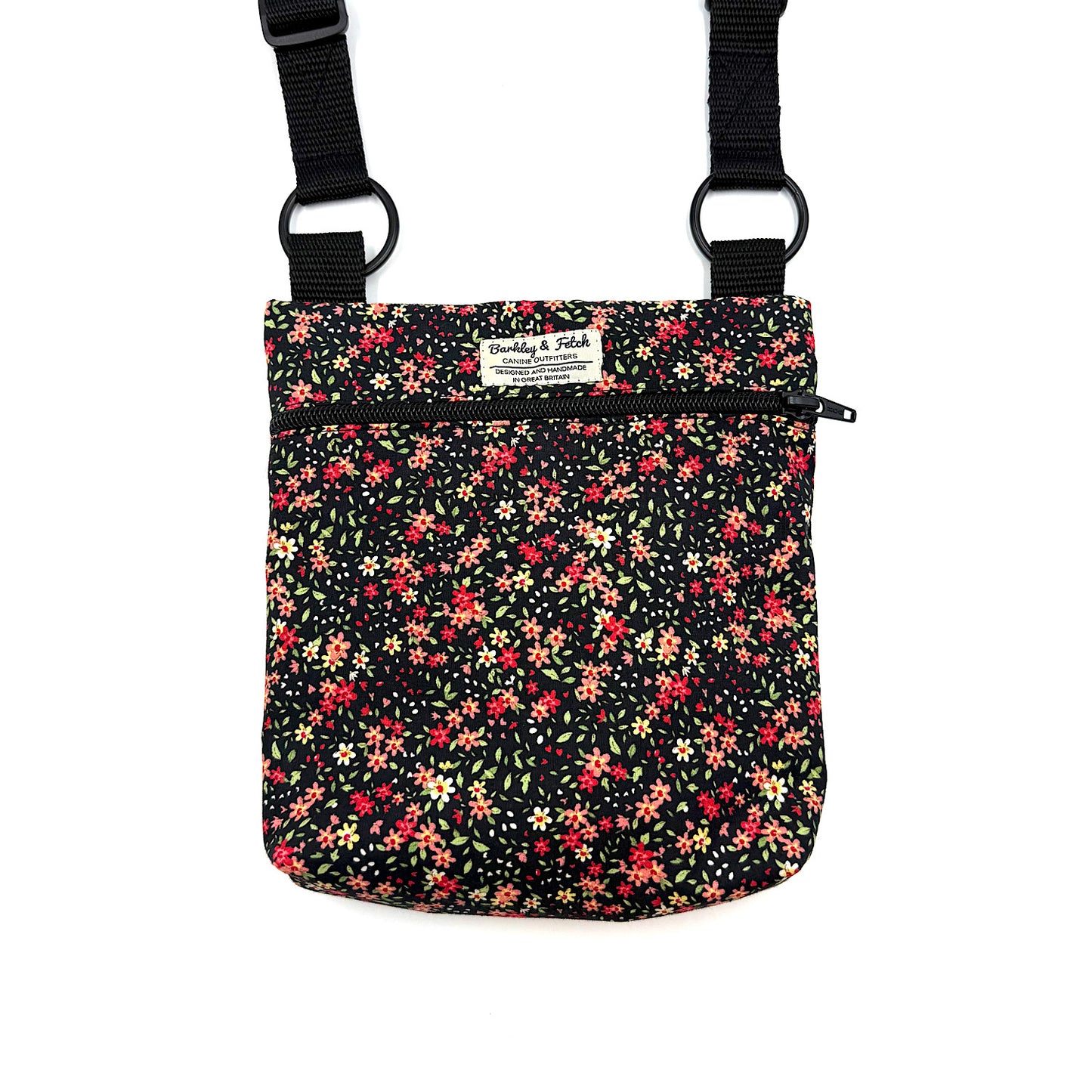 Black Ditsy Print Dog Walking Bag
