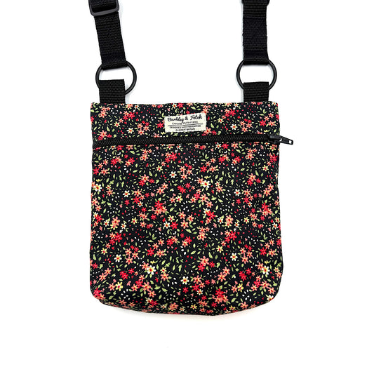 Black Ditsy Print Dog Walking Bag