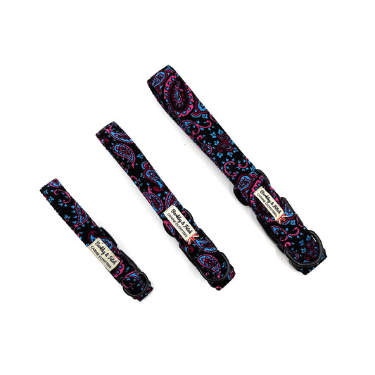 Blue Paisley Corduroy Dog Collar
