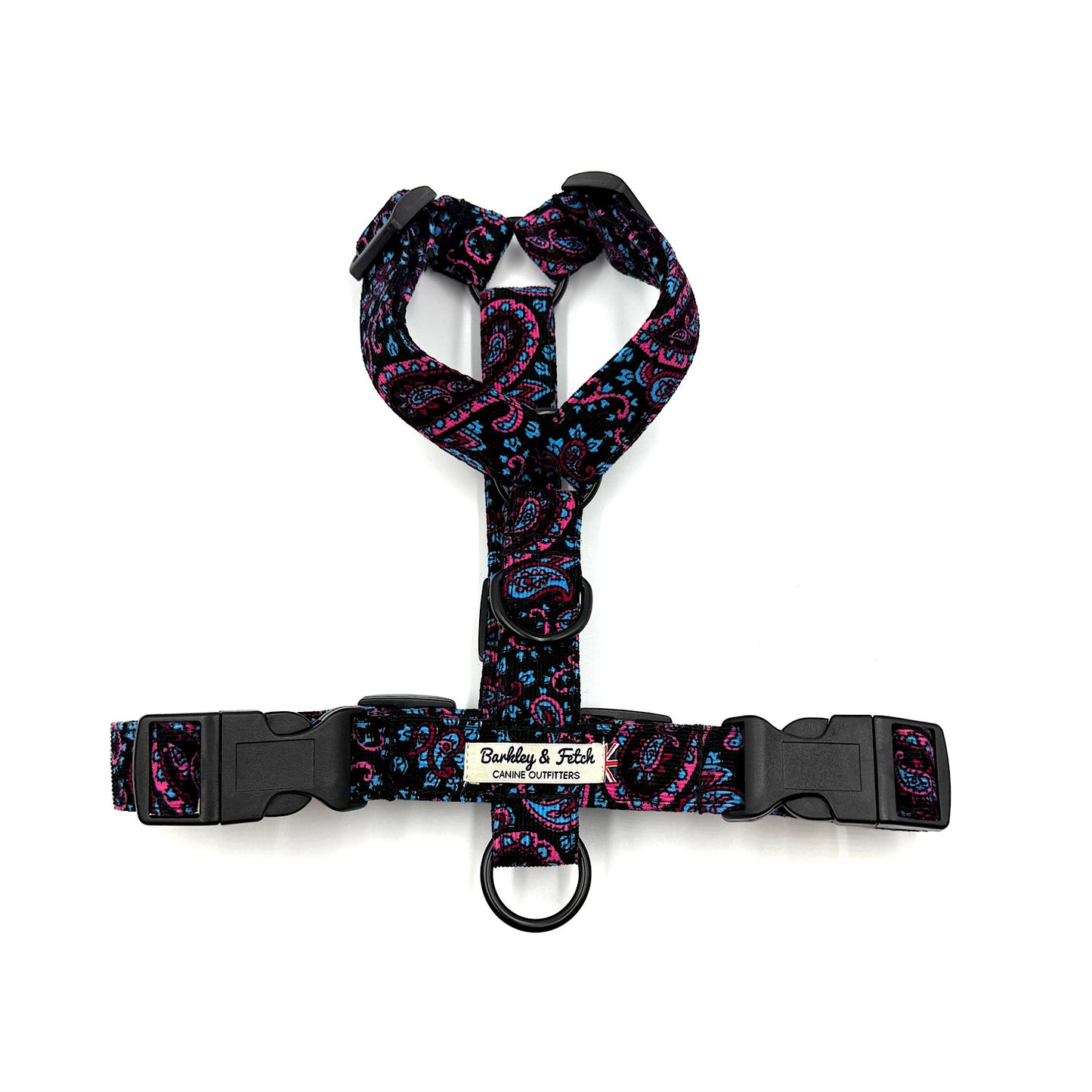 Blue Paisley Corduroy Strap Dog Harness
