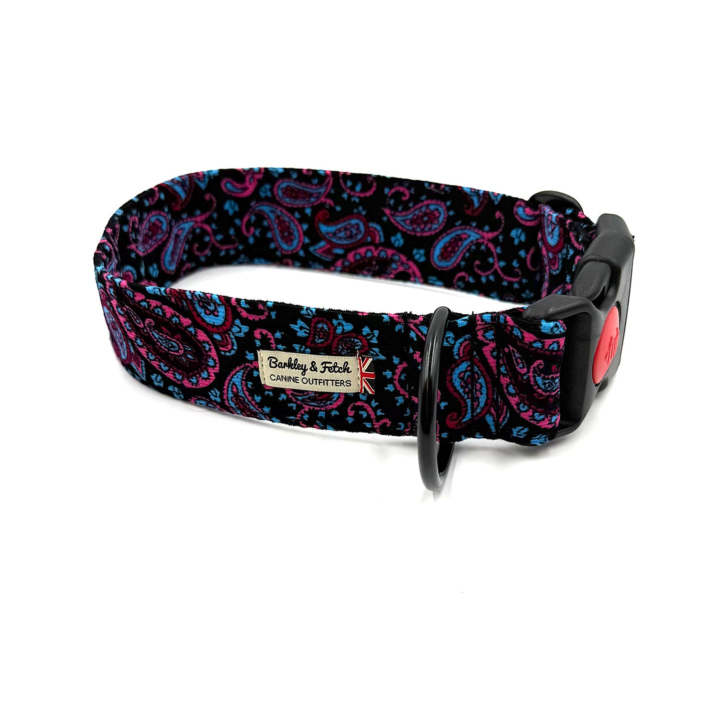 Blue Paisley Corduroy WIDE Dog Collar