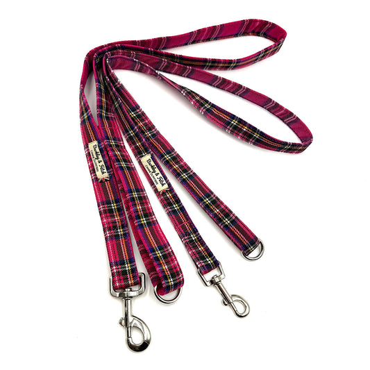 Bright Pink Tartan Dog Lead