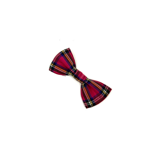 Bright Pink Tartan Dog Bow