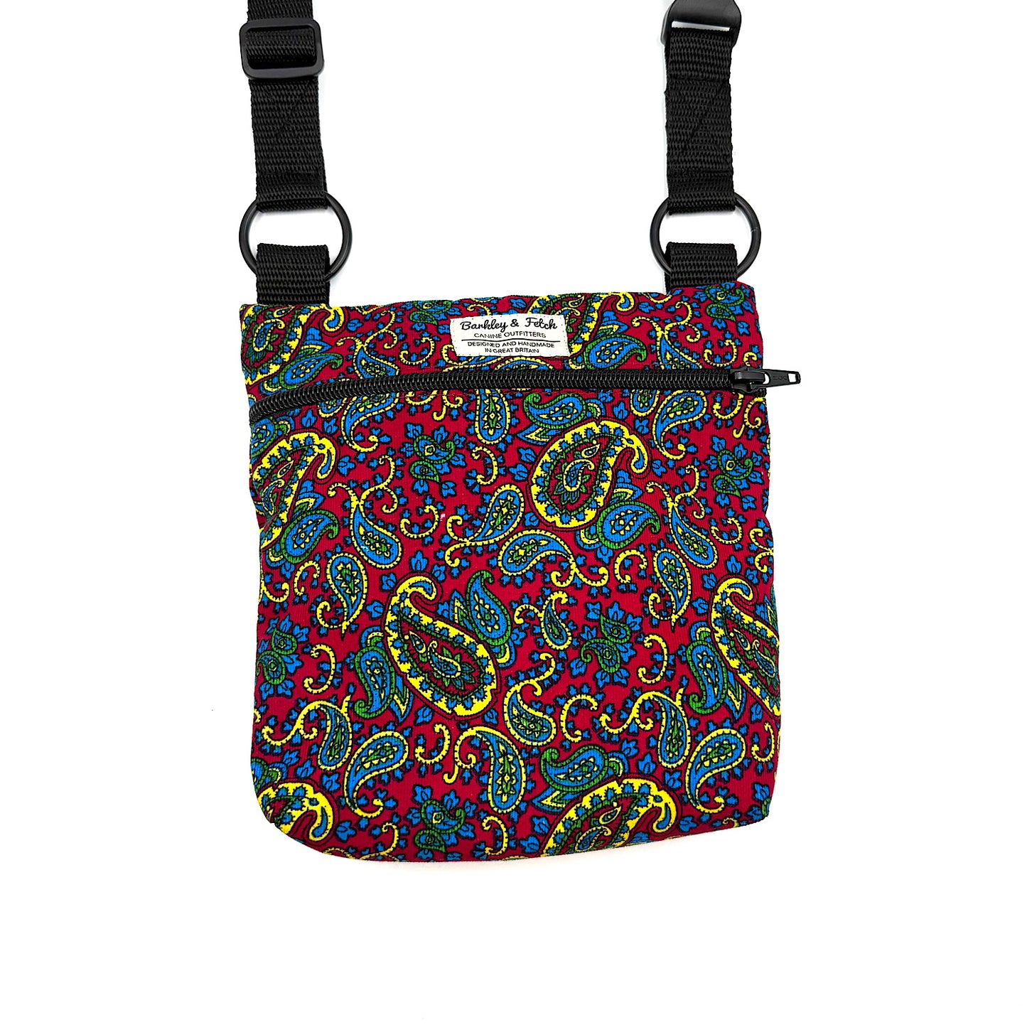 Cherry Paisley Corduroy Dog Walking Bag