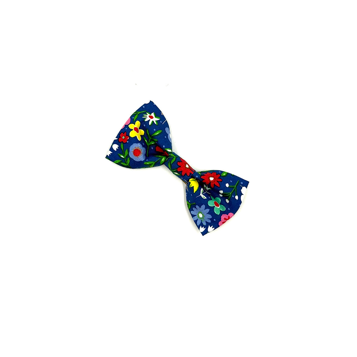 Cobalt Floral Print Dog Bow