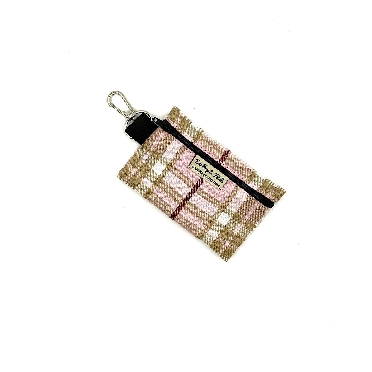 Pale Pink Tartan Poo Bag Holder