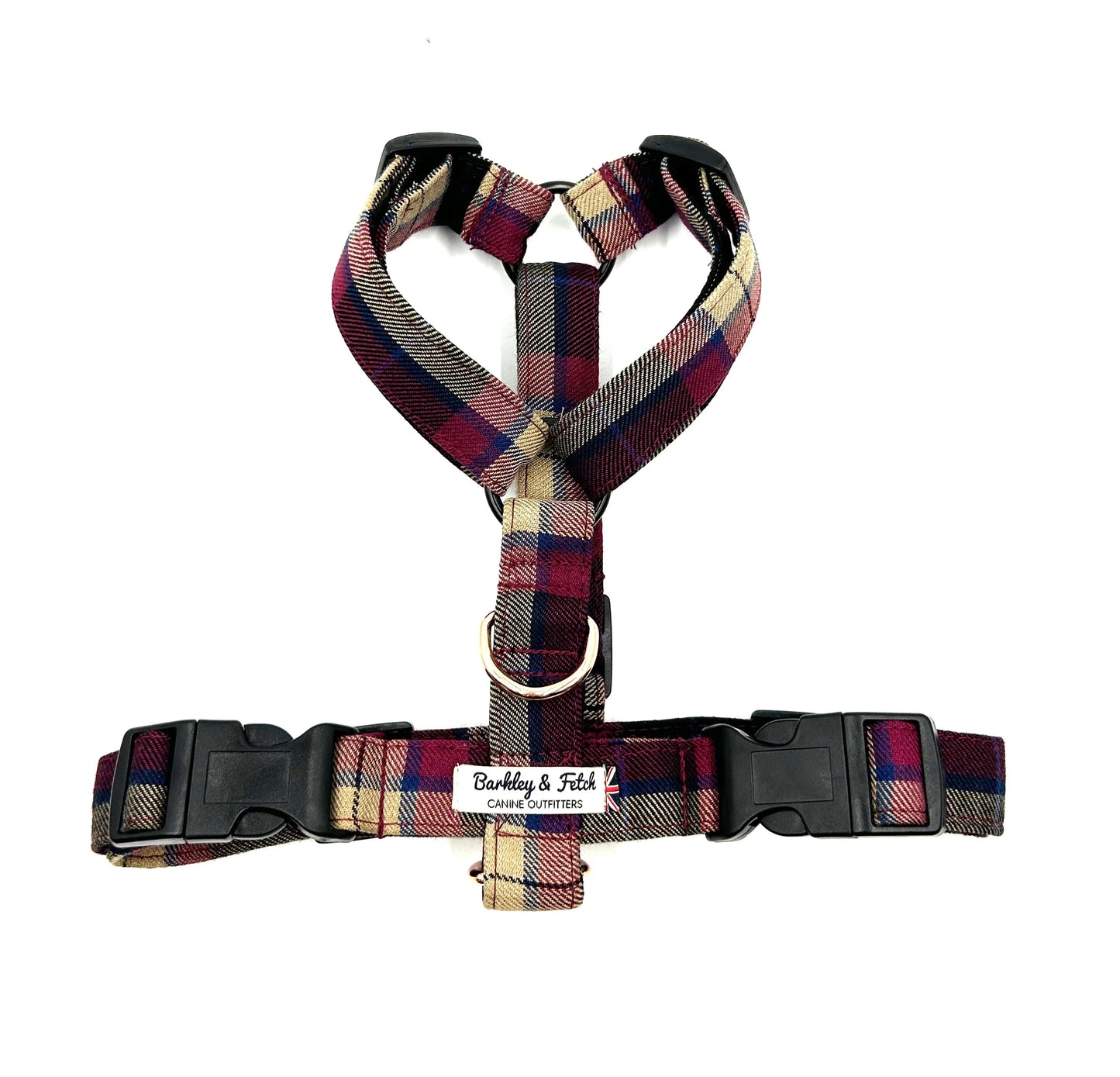 Wine Tartan Strap Dog Harness