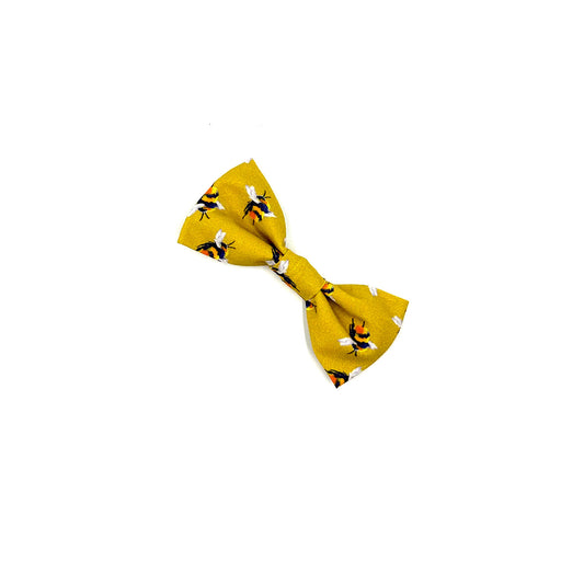 Yellow Bee Print Dog Bow