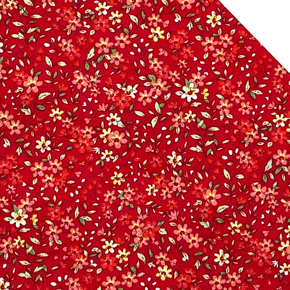 Red Ditsy Floral Fabric Collection
