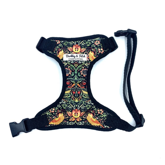 Dog harness with floral pattern on a white background