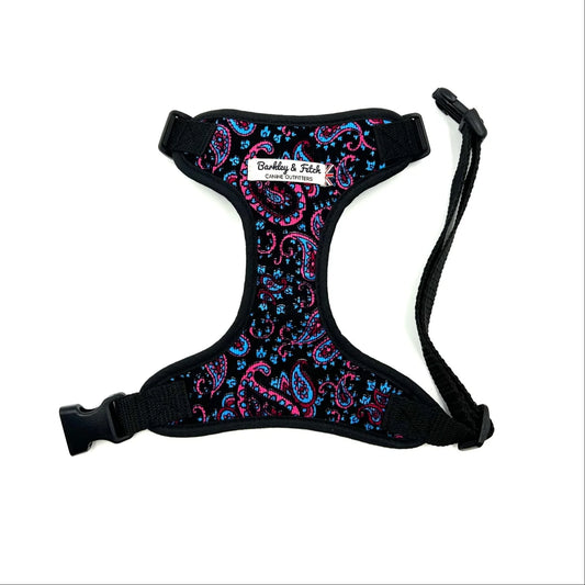 Blue Paisley Print Corduroy Soft Dog Harness