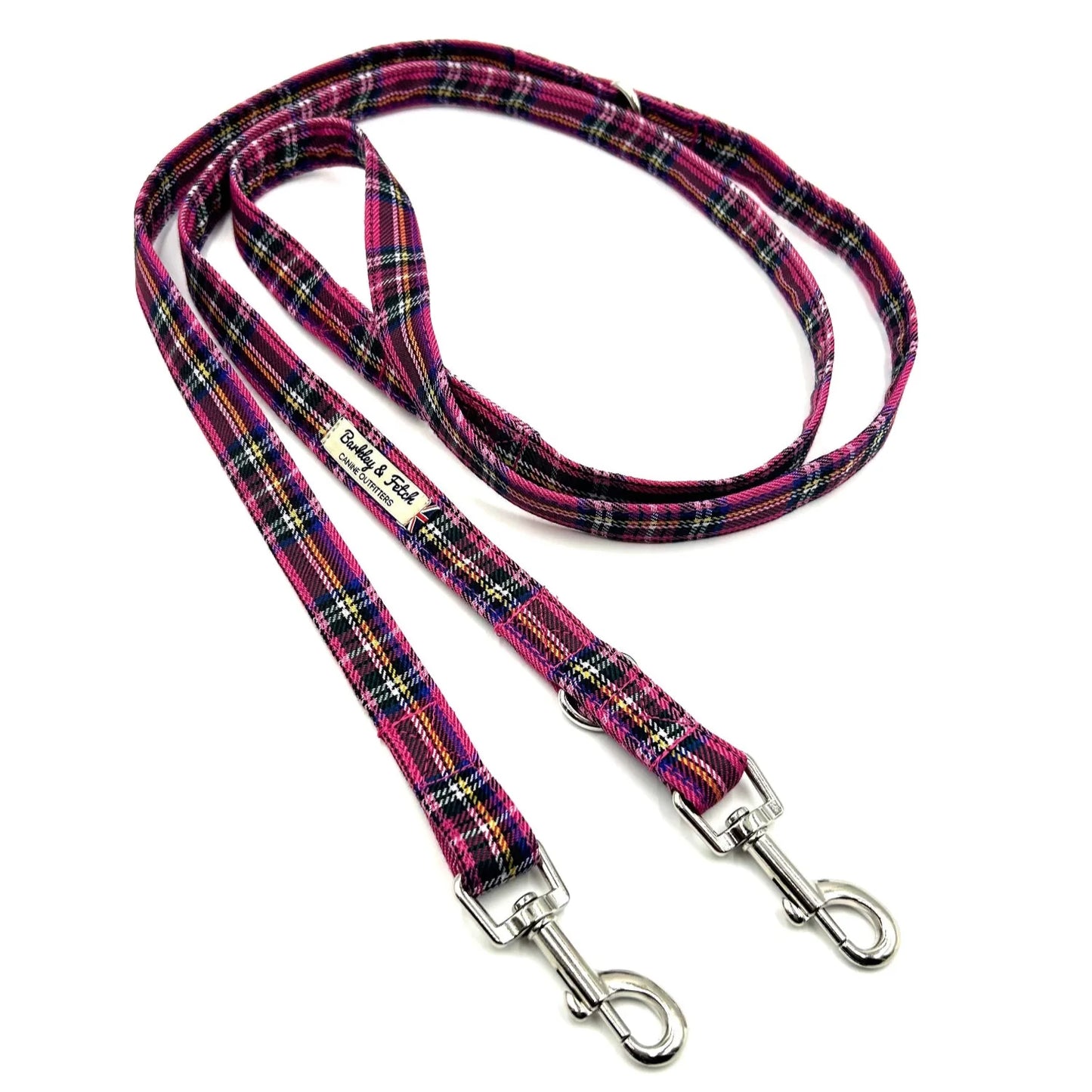 Bright Pink Tartan Multiway 2M  Double End Dog Lead