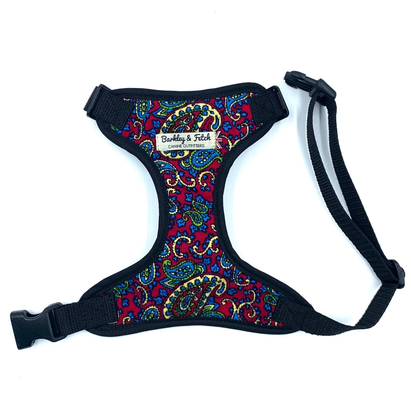 Cherry Paisley Print Corduroy Soft Dog Harness