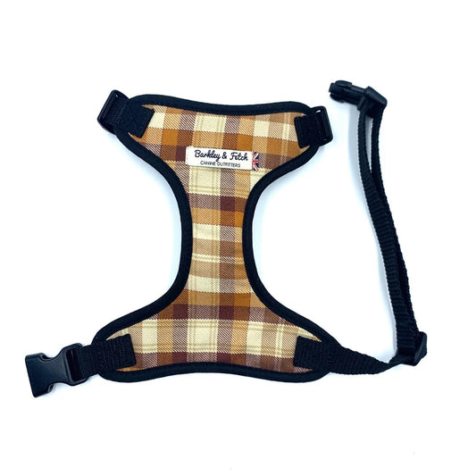 Gingerbread Check Soft Dog Harness
