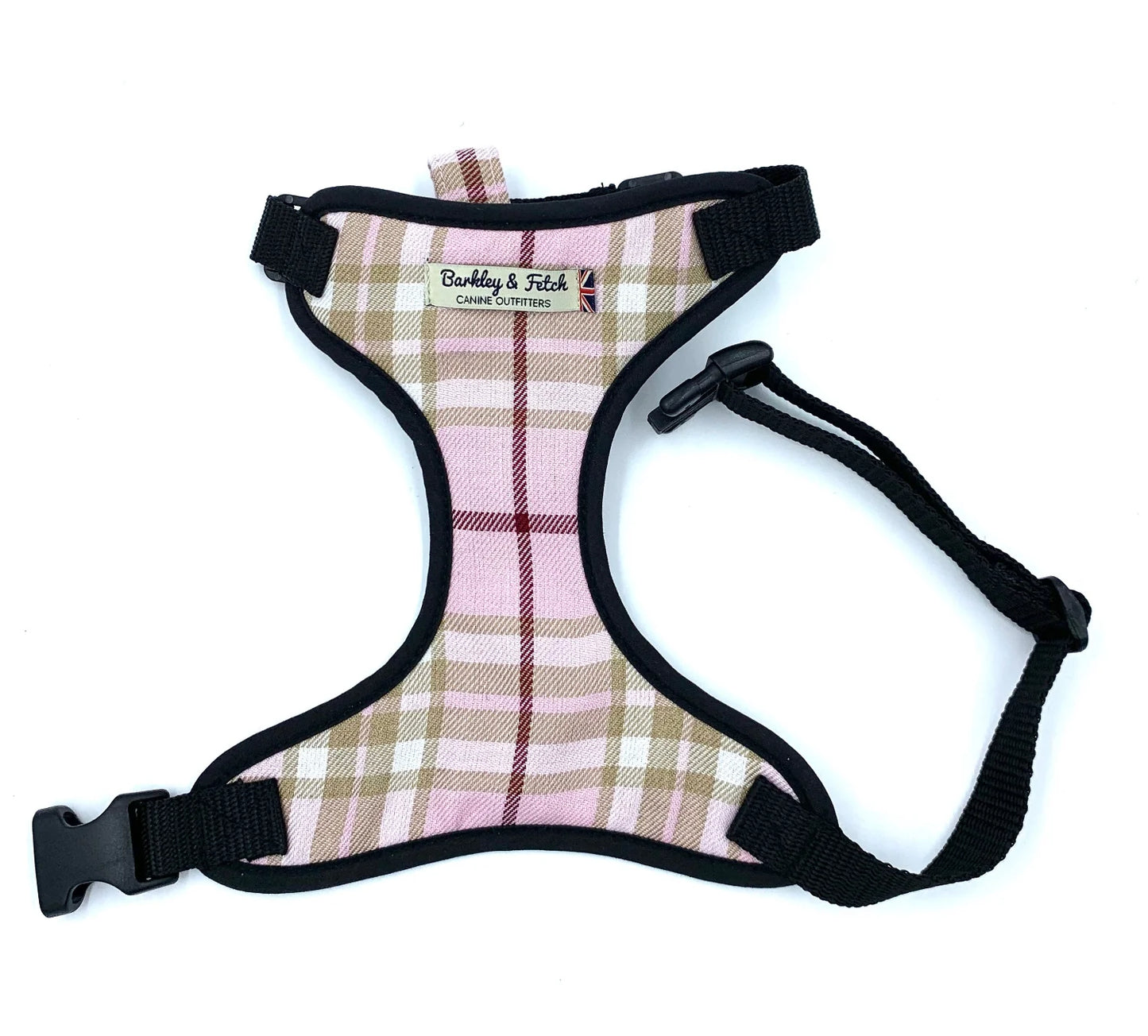 Pale Pink Tartan Soft Dog Harness