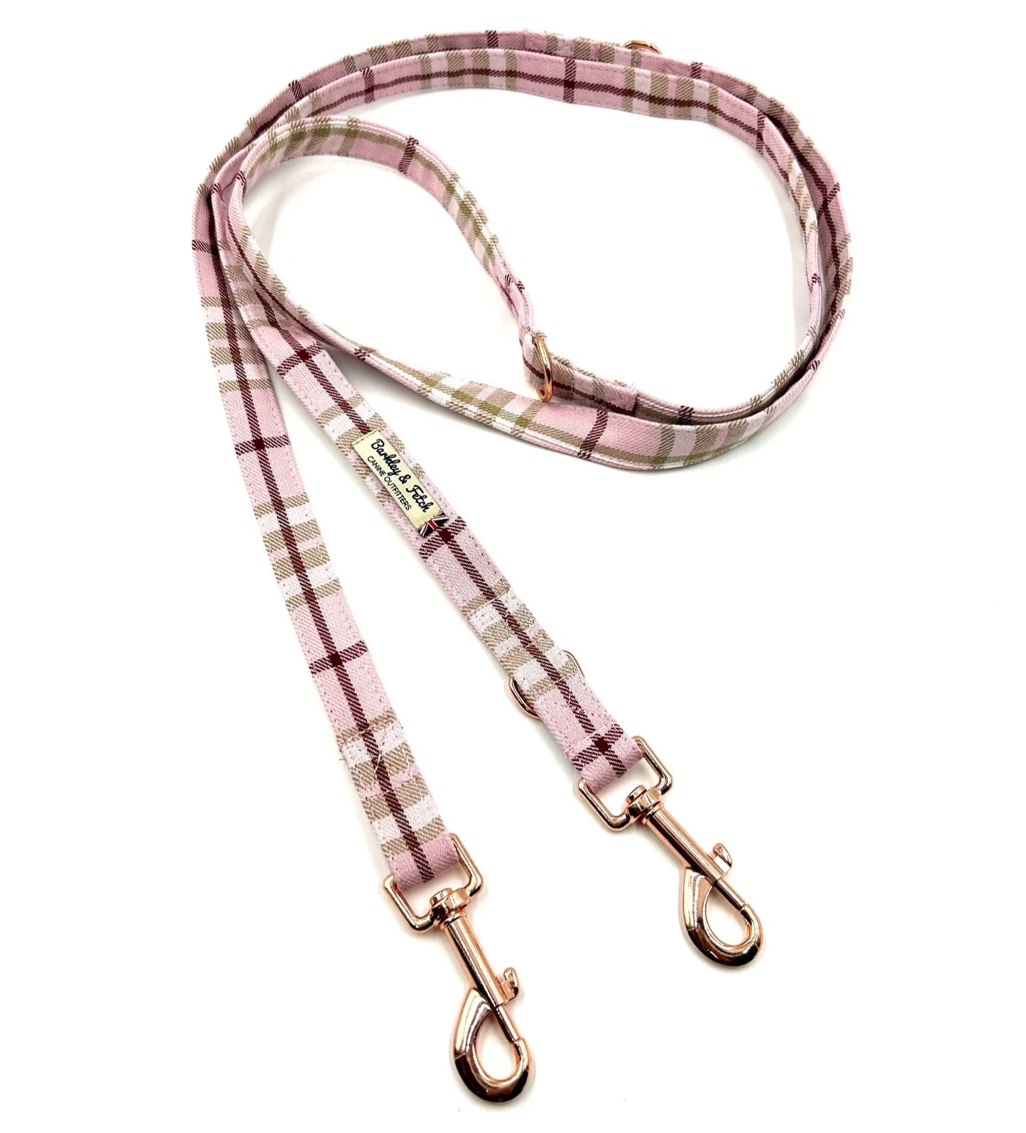 Pale Pink Tartan Multiway 2M  Double End Dog Lead
