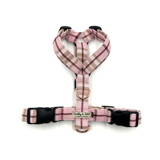 Pale Pink Tartan Strap Dog Harness