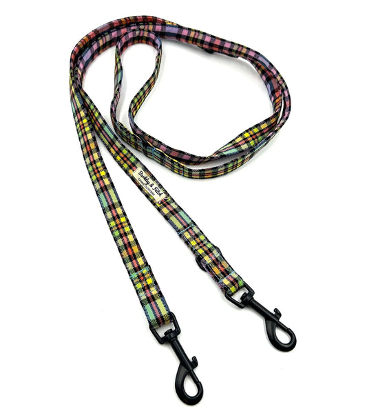 Pastel Rainbow Check Multiway 2M  Double End Dog Lead