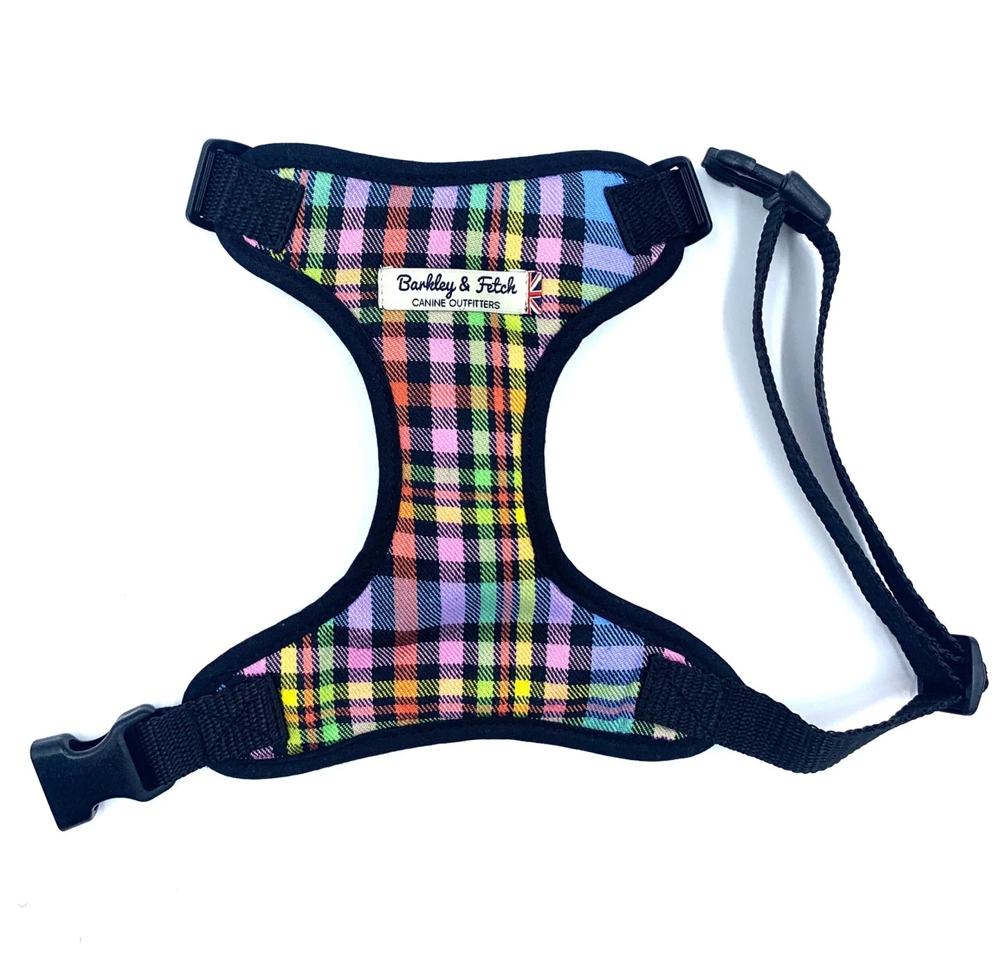 Pastel Rainbow Check Soft Dog Harness