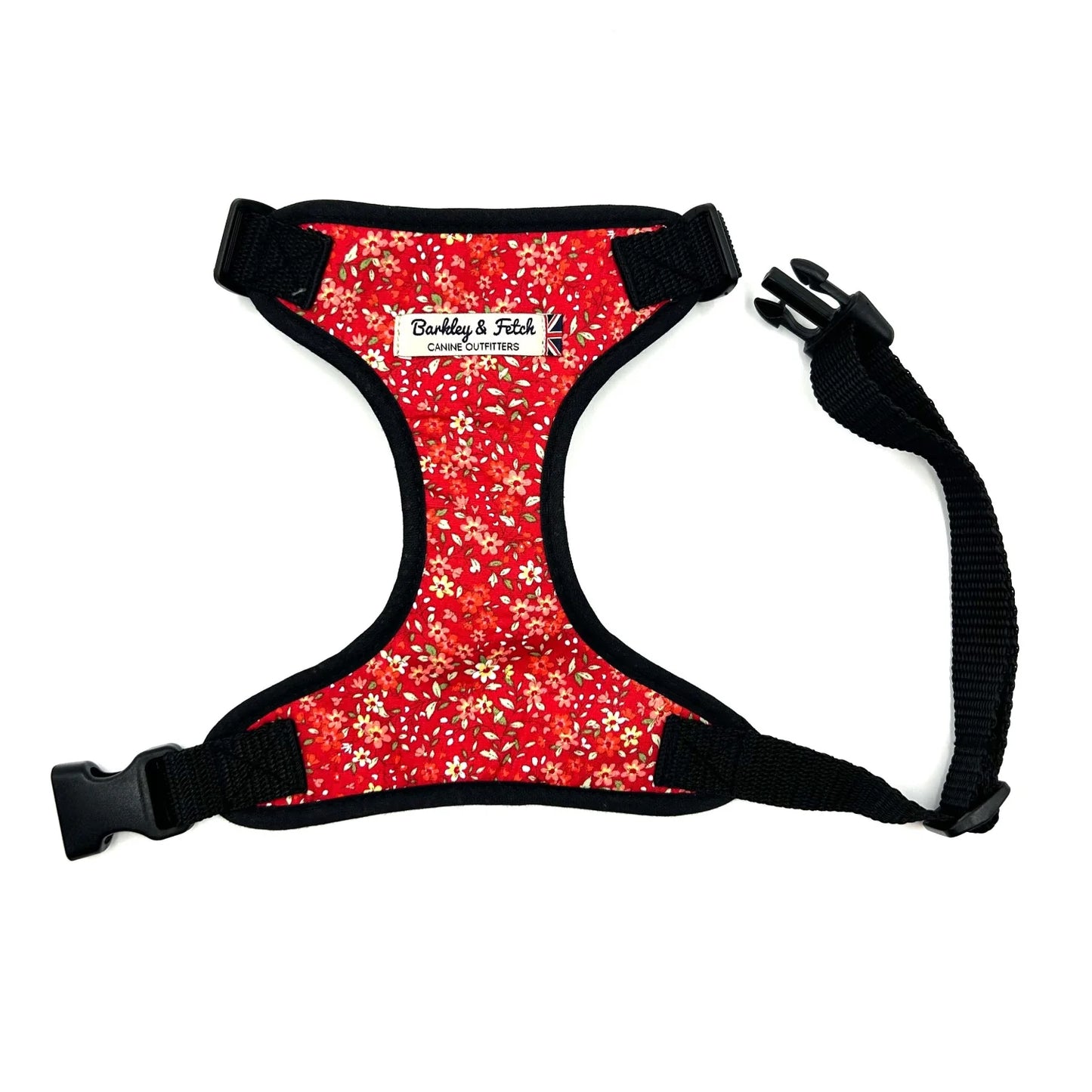 Red Ditsy Print Soft Dog Harness