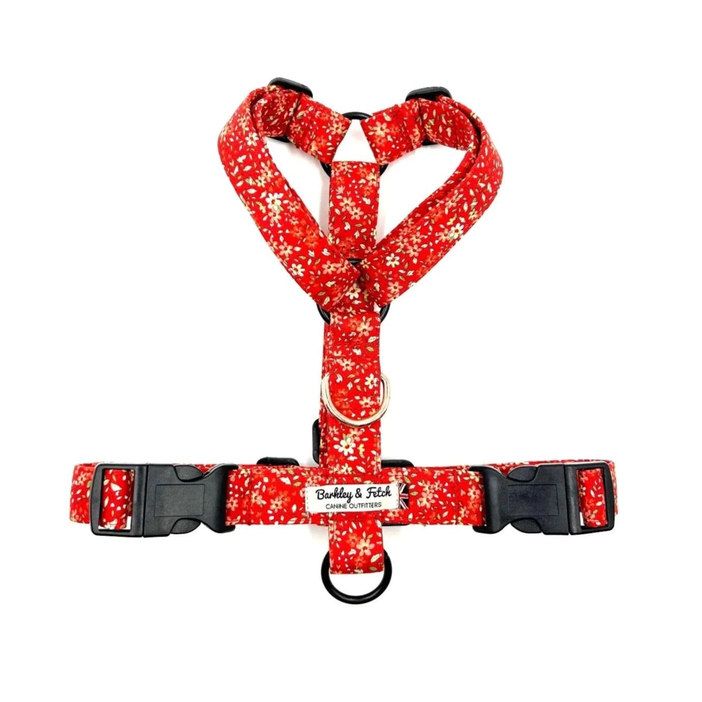 Red Ditsy Print Strap Dog Harness