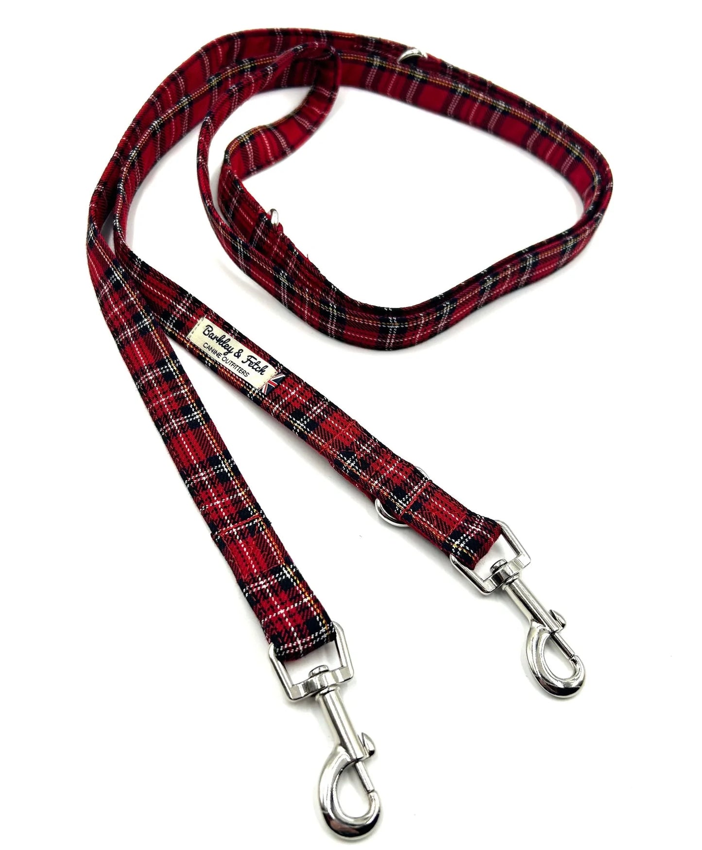 Red Tartan Multiway 2M  Double End Dog Lead
