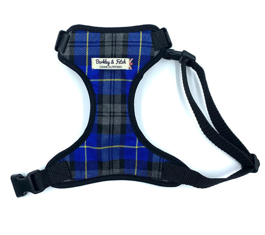 Royal Blue Tartan Soft Dog Harness