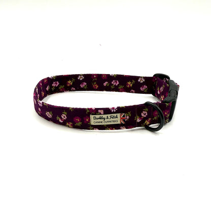 Berry Blossom Corduroy Dog Collar