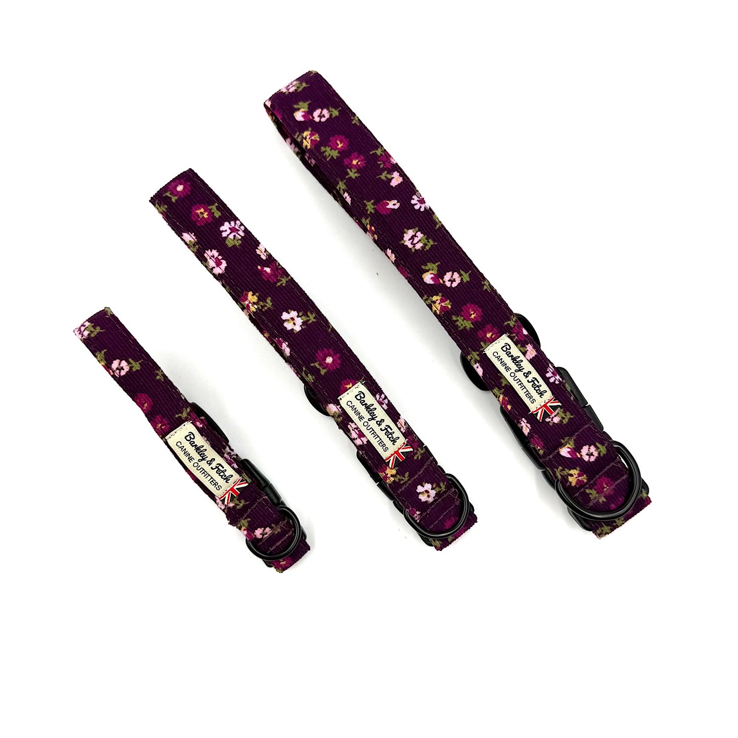 Berry Blossom Corduroy Dog Collar