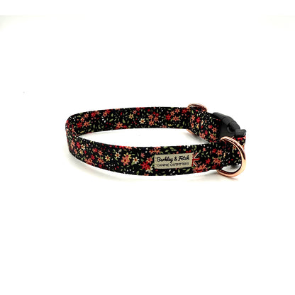 Black Ditsy Floral Print Dog Collar