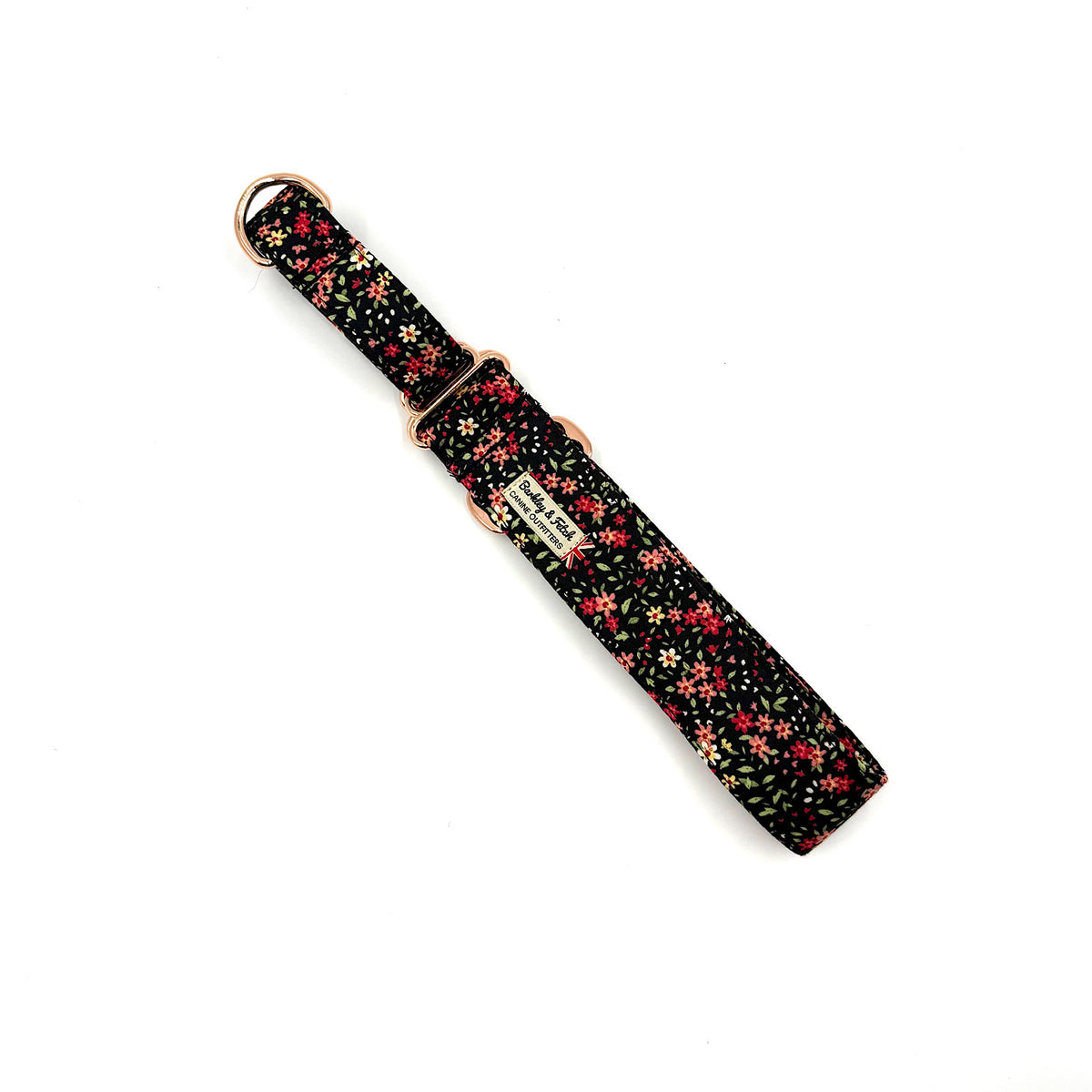 Black Ditsy Martingale Dog Collar