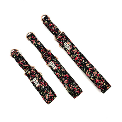 Black Ditsy Martingale Dog Collar