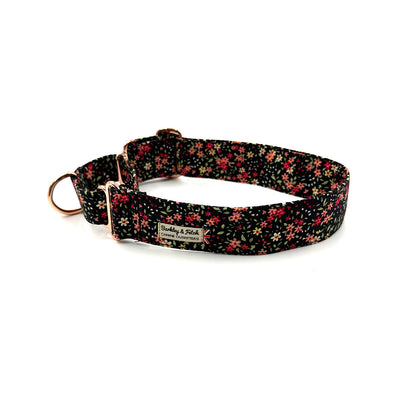 Black Ditsy Martingale Dog Collar