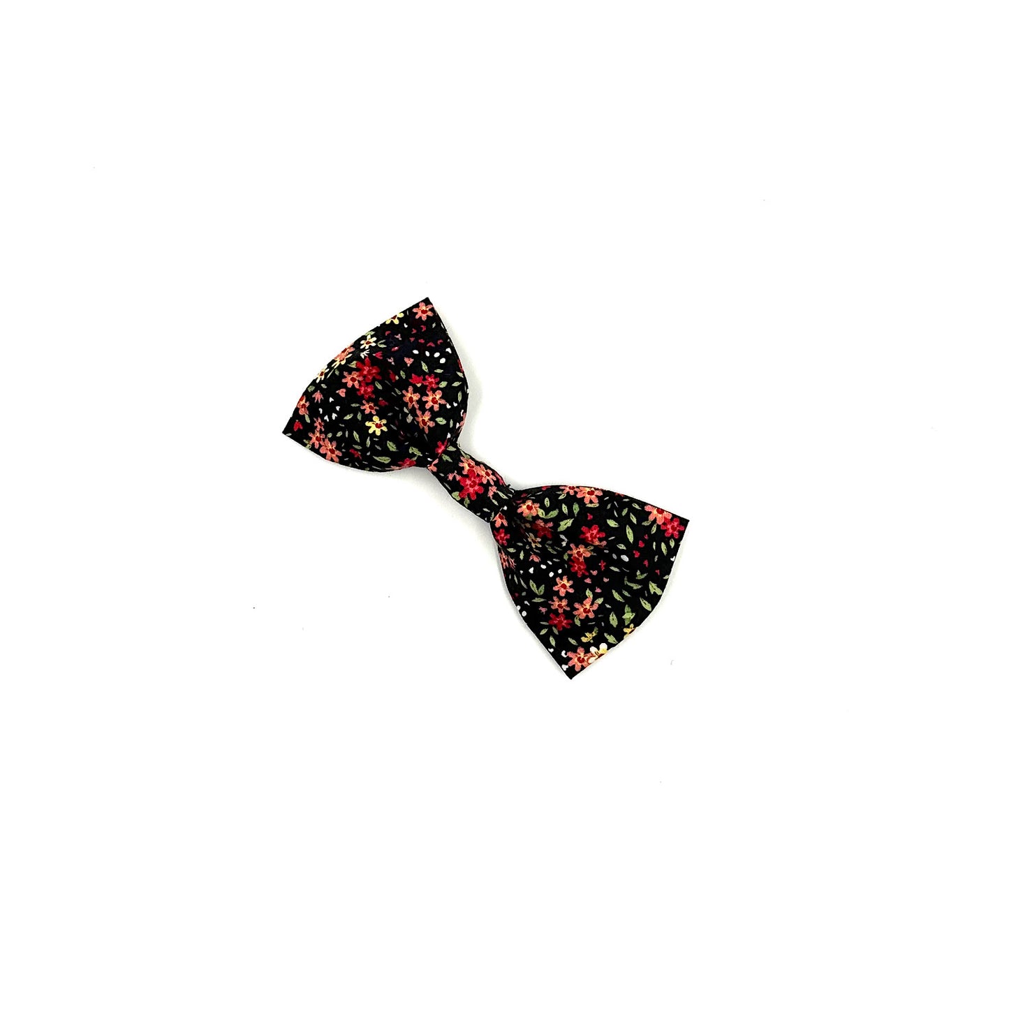 Black Ditsy Floral Print Dog Bow