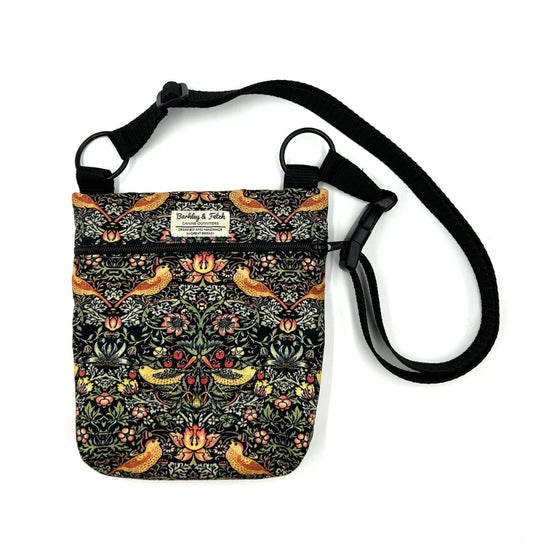 Black Strawberry Thief Dog Walking Bag