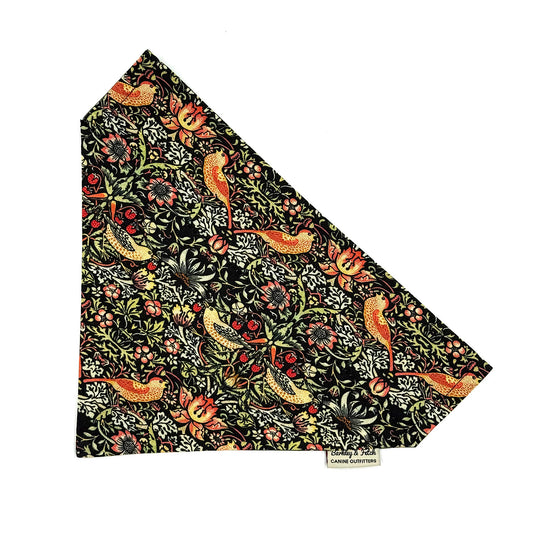 Black Strawberry Thief Dog Bandana
