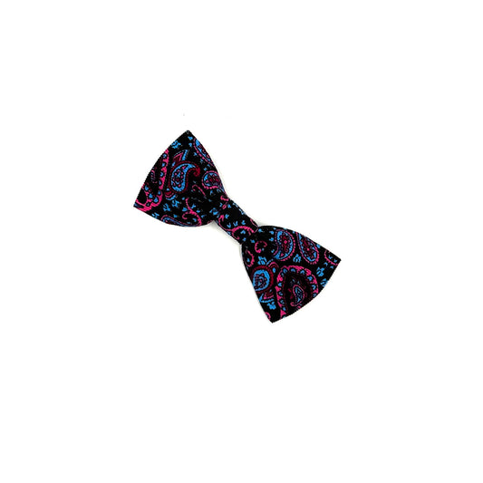 Blue Paisley Print Corduroy Dog Bow
