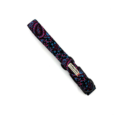 Blue Paisley Corduroy Dog Collar