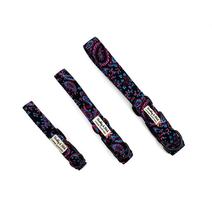 Blue Paisley Corduroy Dog Collar