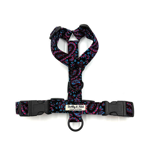 Blue Paisley Corduroy Strap Dog Harness