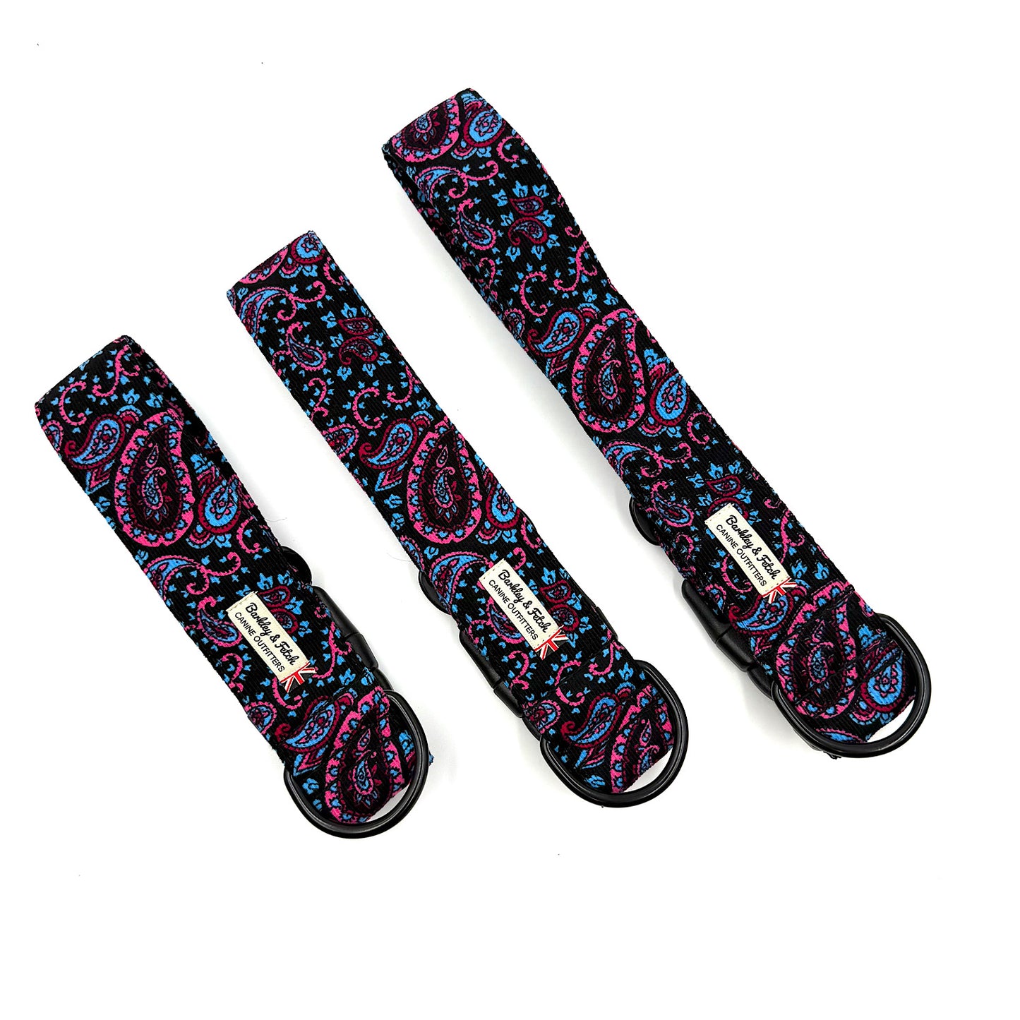 Blue Paisley Corduroy WIDE Dog Collar